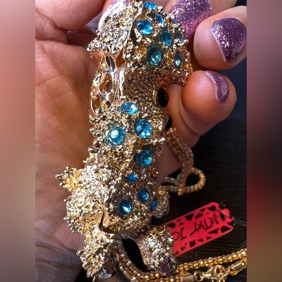 🐩 NWT! Blue Rhinestone Poodle Necklace - Picture 9 of 14